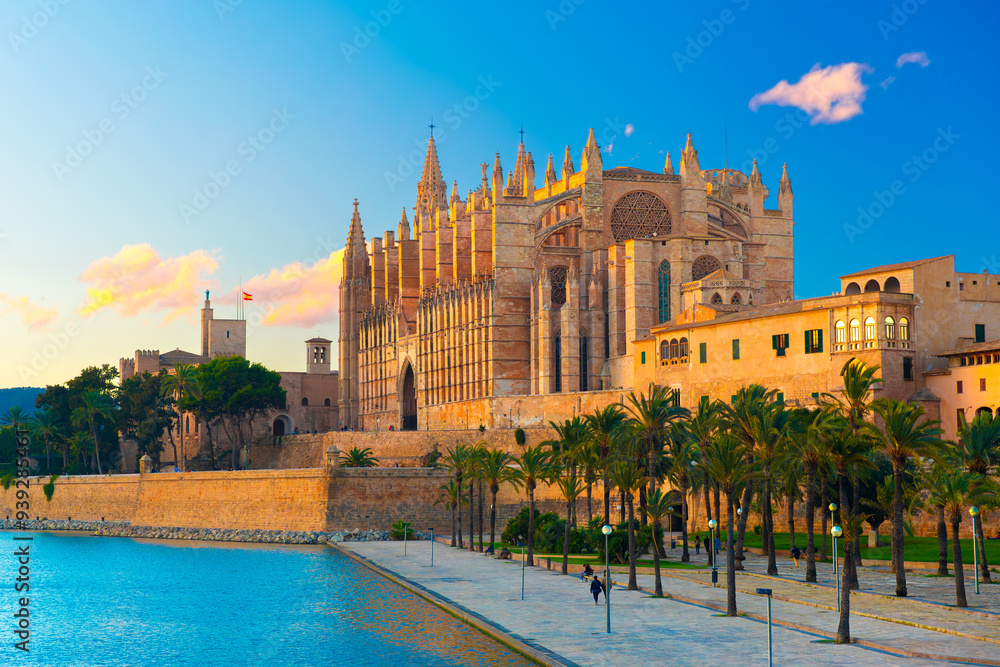 The Cathedral of Santa Maria of Palma and Parc del Mar, Palma, Majorca, Spain