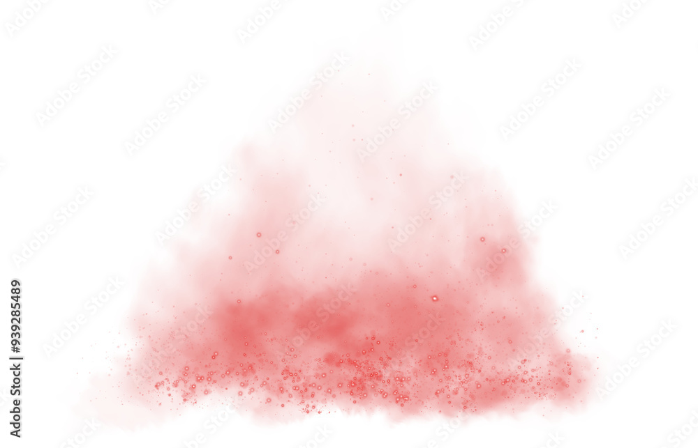 Obraz premium Fantastic red smoke background. Magic red smoke with glitter and small particles of twinkling stars. Fog with luminous particles. Red vapor with stardust. Morning fog over land or water surface, magic