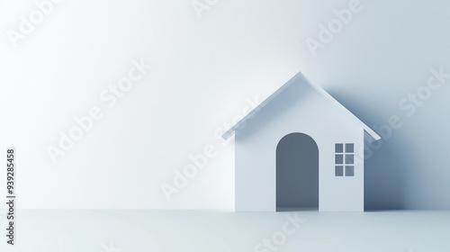 minimalist 3d white house shadow white background housing crisis cost of living inflation insurance first home buyers real estate property investment background banner copy space