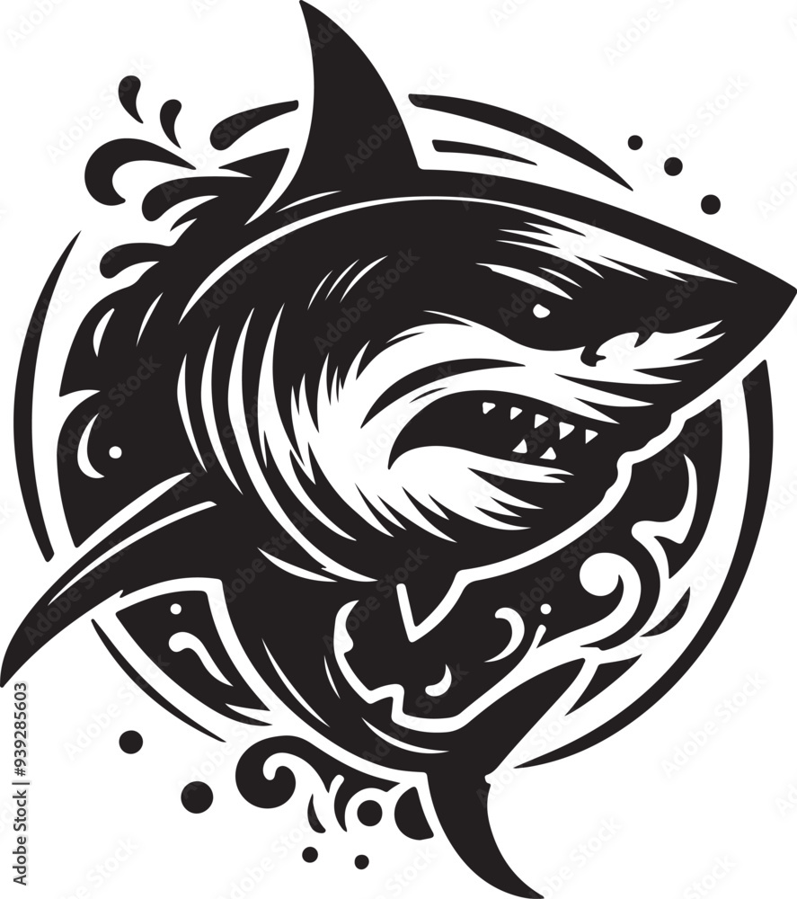 shark silhouette vector style with White Background shark silhouette vector style with White Background