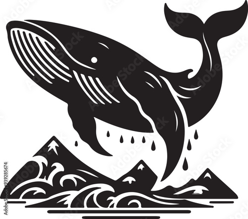  whale silhouette vector style with White Background