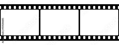 Film strip frame. Cinema tape. Photo negative, filmstrip. Movie black seamless vector illustration on white background for cinema-themed projects, movie posters and photographic albums.