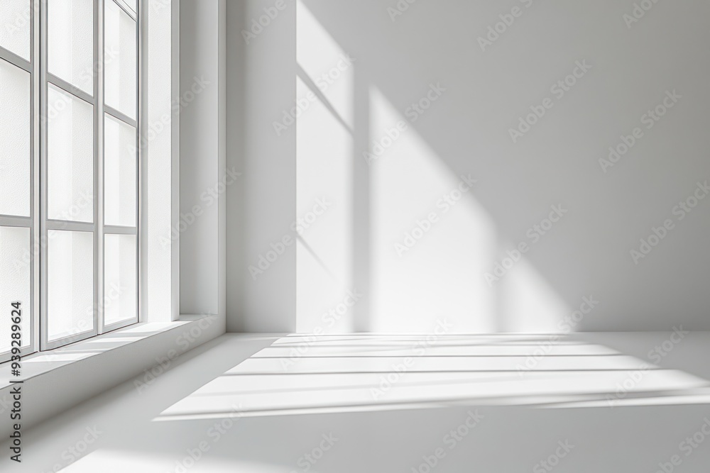 Window Sunlight Casting Shadows on a White Room Floor Window Sunlight Casting Shadows on a White Room Floor