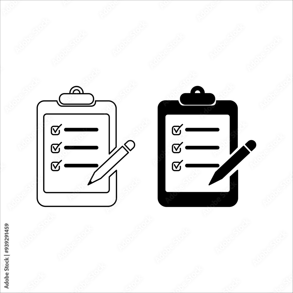 Clipboard icon on black and white background. Clipboard icon on black and white background.
