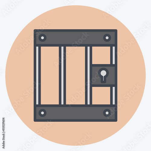 Icon Prison. related to War Military symbol. color mate style. simple illustration photo