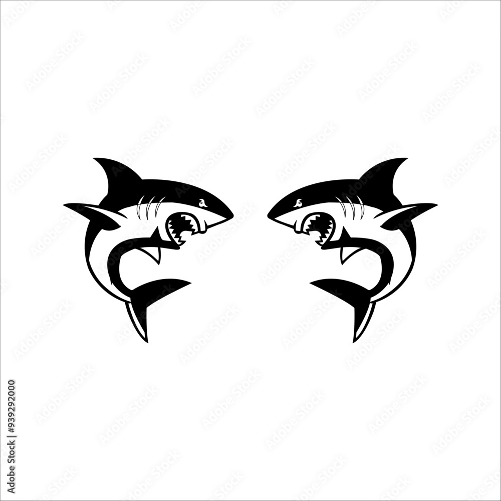 Shark icon logo design illustration. Shark icon logo design illustration.