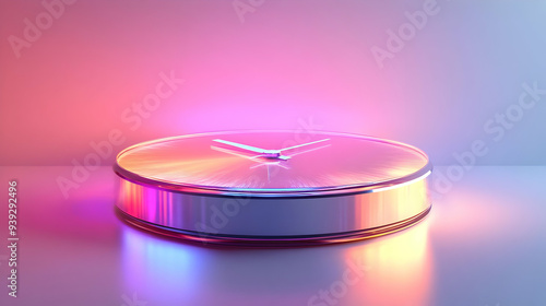 3d Flat icon as Glossy Glowing Holographic Laptop and Calendar concept as A photo featuring a glossy glowing holographic laptop and a calendar. The objects are positioned towards the right highlightin