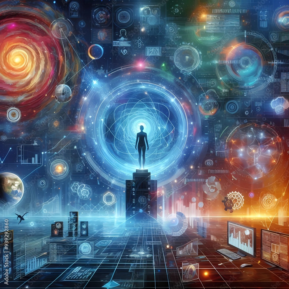 Obraz premium Global Digital Collaboration%3A The Future of Business and Technology,Generative AI