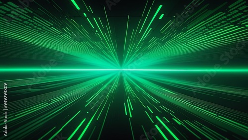 Abstract green lines, speed light effect. Green futuristic background with dynamic lines. graphic design element decoration	