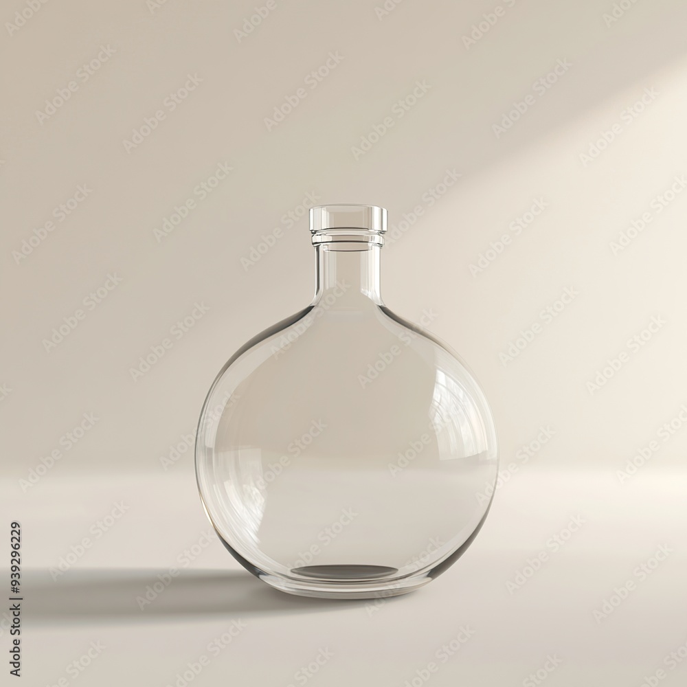 Empty round glass bottle on a white background. Empty round glass bottle on a white background.