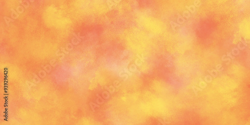 Colorful and bright orange watercolor background texture with grunge watercolor splashes, Abstract bright and shinny soft color texture, Multicolored splashed watercolor background with stains.