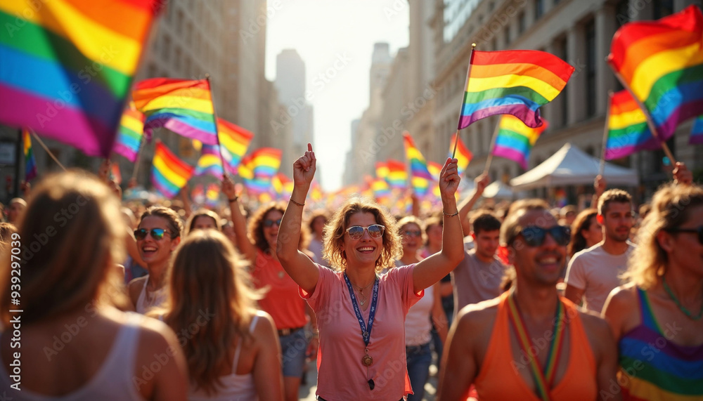 Among the streets, hundreds of people march with LGBTQ flags in the pride parade
Among the streets, hundreds of people march with LGBTQ flags in the pride parade