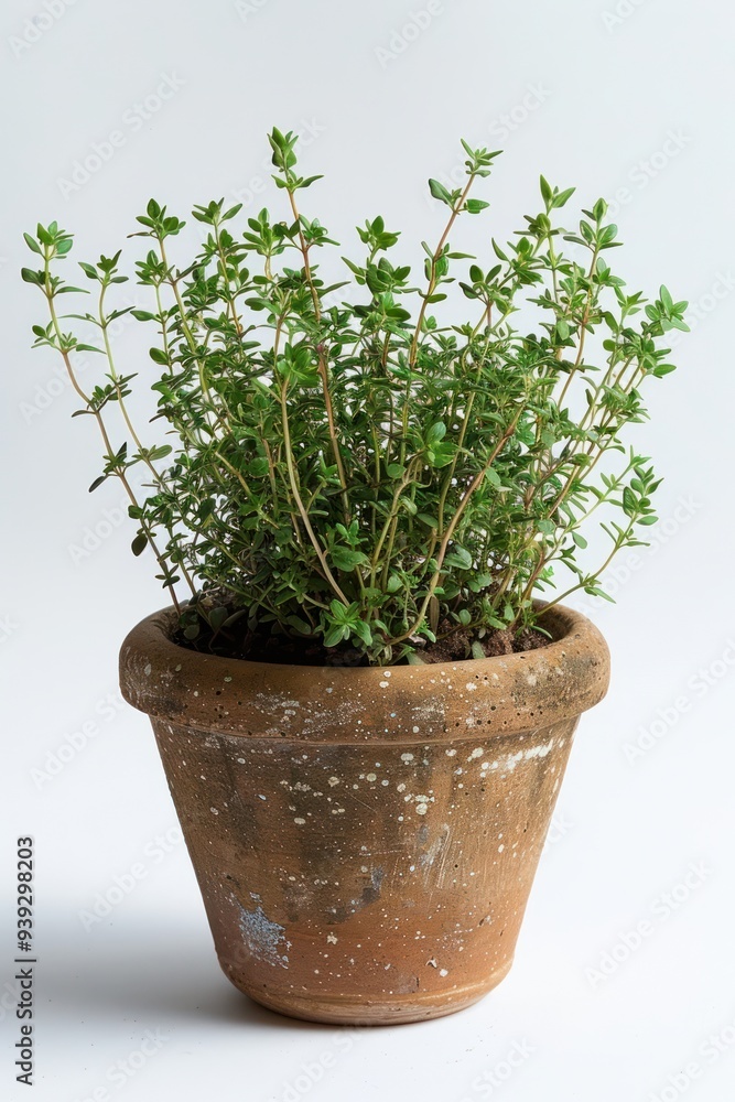 Potted Green Herb Plant in Terracotta Pot Potted Green Herb Plant in Terracotta Pot