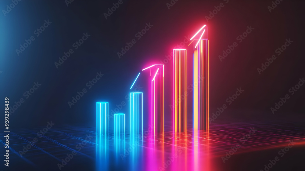 Fototapeta premium 3d Flat icon as Glossy Glowing Holographic Laptop and Calendar concept as A photo featuring a glossy glowing holographic laptop and a calendar. The objects are positioned towards the right highlightin