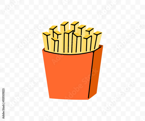 French fried in box, chips and potato, graphic design. Fast food, food and meal, vector design and illustration