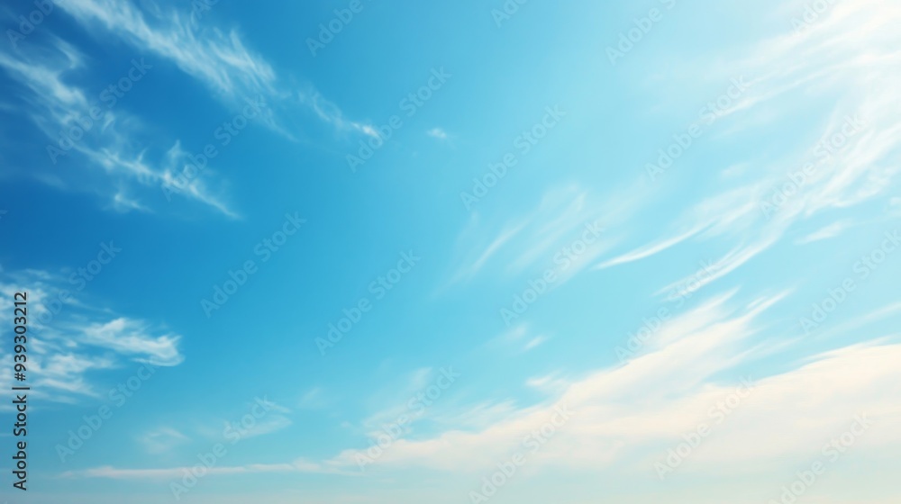 Fototapeta premium Breathtaking Cinematic Sky with Fluffy Clouds Against Vast Azure Horizon