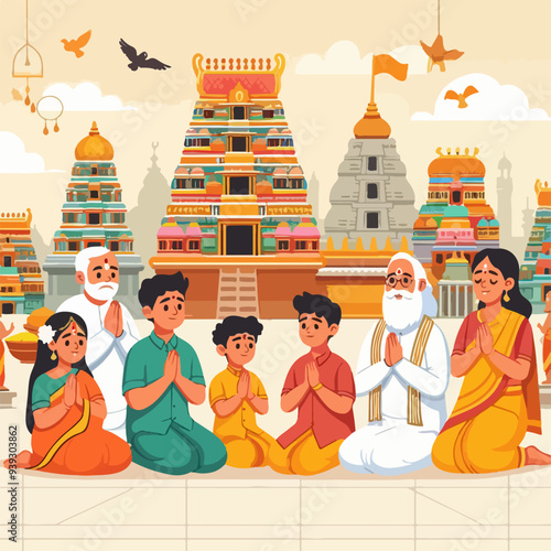 Religious people praying hinduism Buddhism