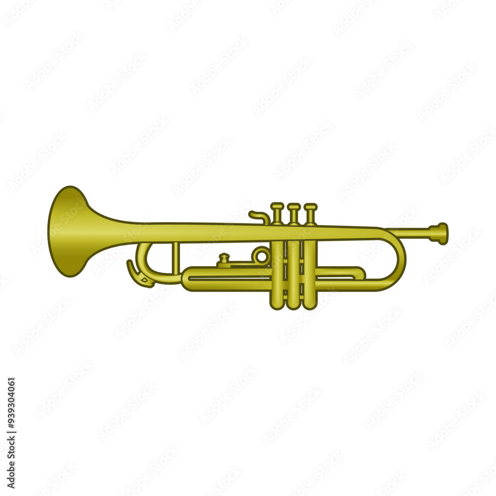 Obraz premium A brass trumpet with a polished surface and detailed valves