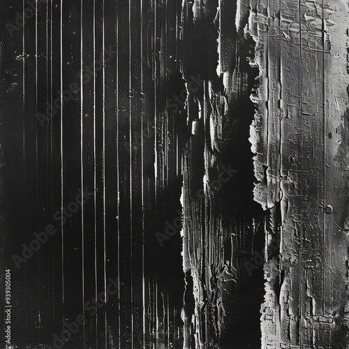 This abstract artwork displays an intricate texture with vertical lines, emphasizing contrast and detail. photo