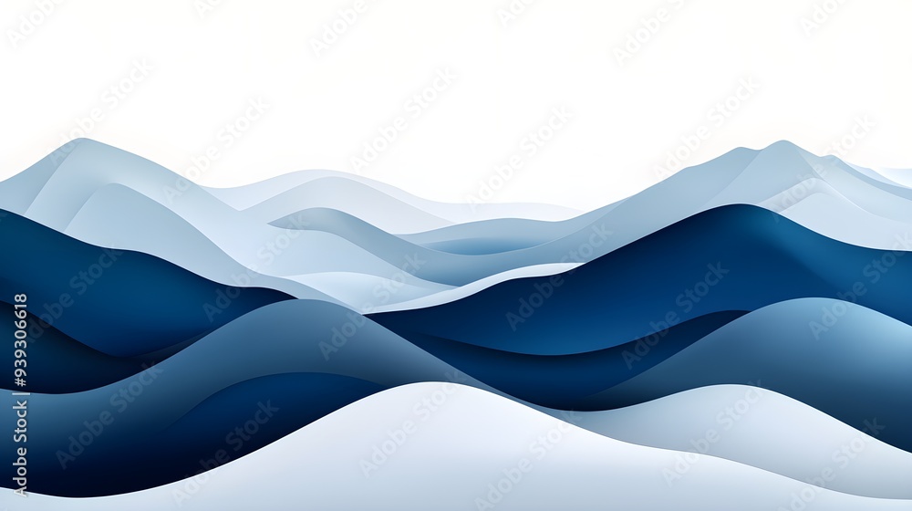 Elegant minimalist mountain scene in blues, featuring soft gradients and simple lines, conveying a peaceful and modern ambiance Elegant minimalist mountain scene in blues, featuring soft gradients and simple lines, conveying a peaceful and modern ambiance