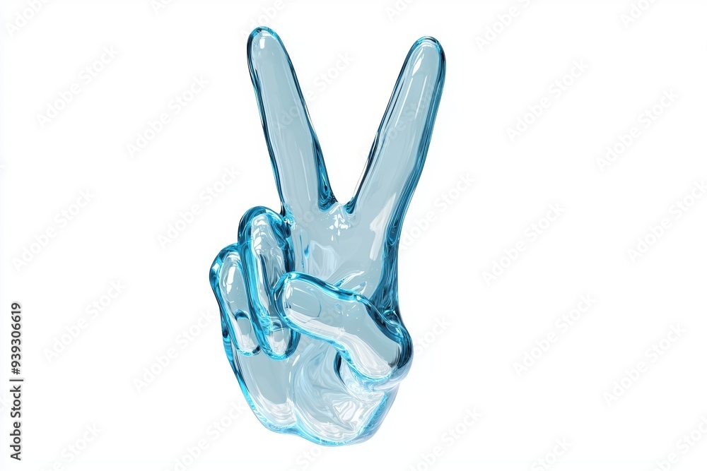 Cartoon Hand Making a Sign with Transparent Glass Emoji Cartoon Hand Making a Sign with Transparent Glass Emoji