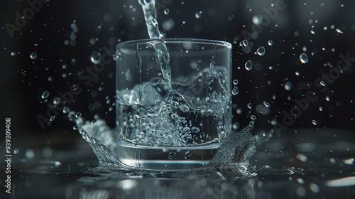 Fluid simulation of water pouring into a glass