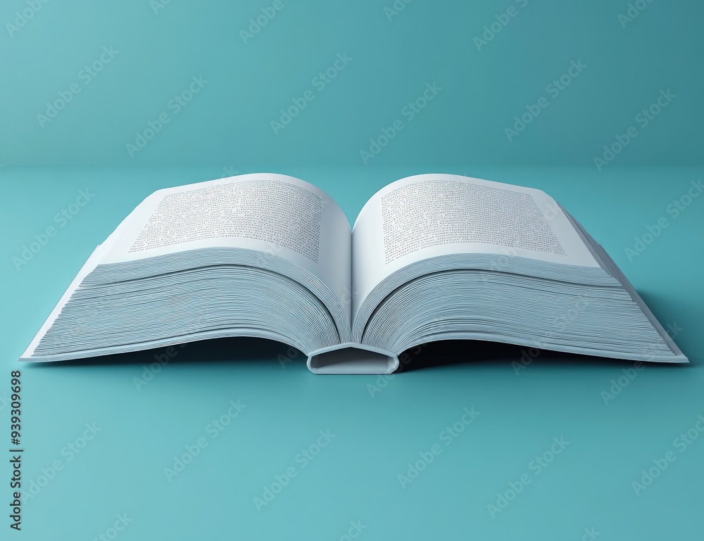 Obraz premium A close-up image of a white open book with its pages fanned out.