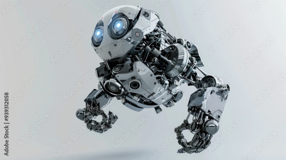 A robot made of gelly in shades of gray. A robot made of gelly in shades of gray.