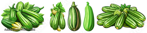 zucchini vector, illustration of zucchini isolated on white background