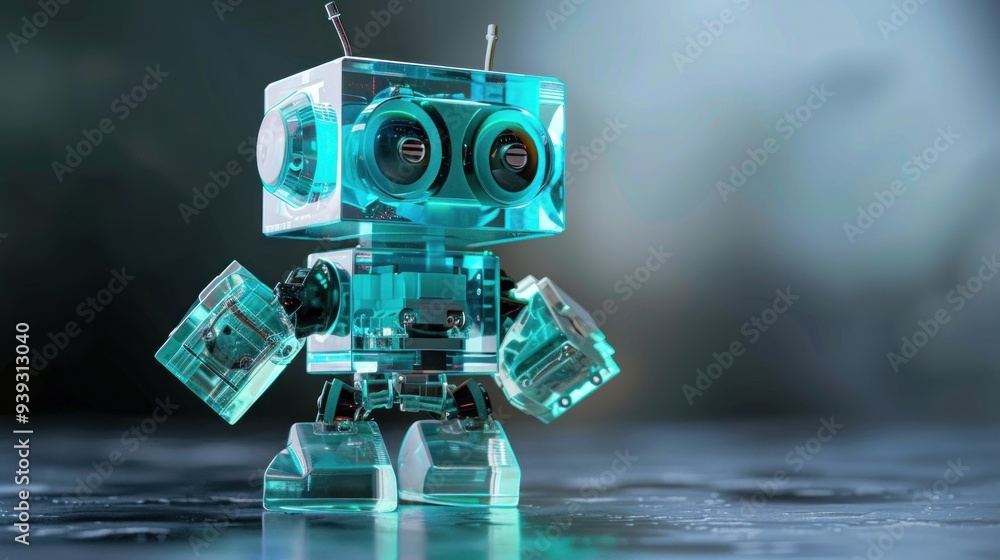 Collection of a tiny robot made of gelly in shades of opale. Collection of a tiny robot made of gelly in shades of opale.