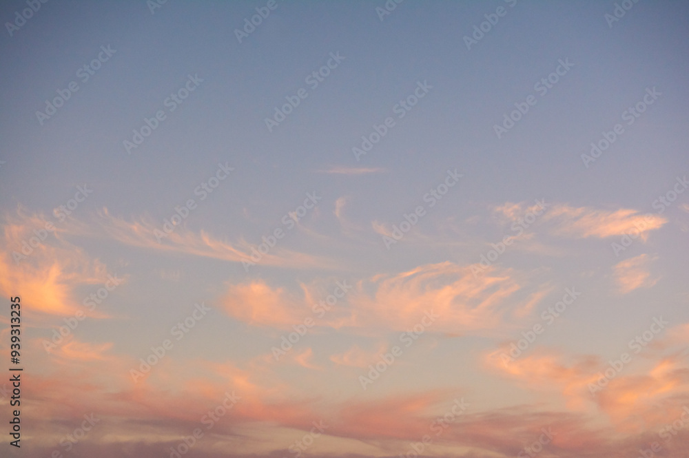 Fototapeta premium Amazing clouds at sunset. Warm evening.