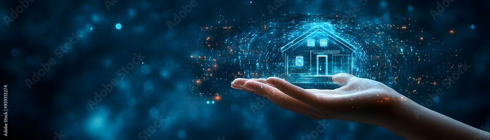 Fototapeta premium Photo Realistic as Hand with Holographic Credit Card and Dollar Sign concept as A photo featuring a hand holding a holographic credit card and a dollar sign. The image is framed with ample copy space 