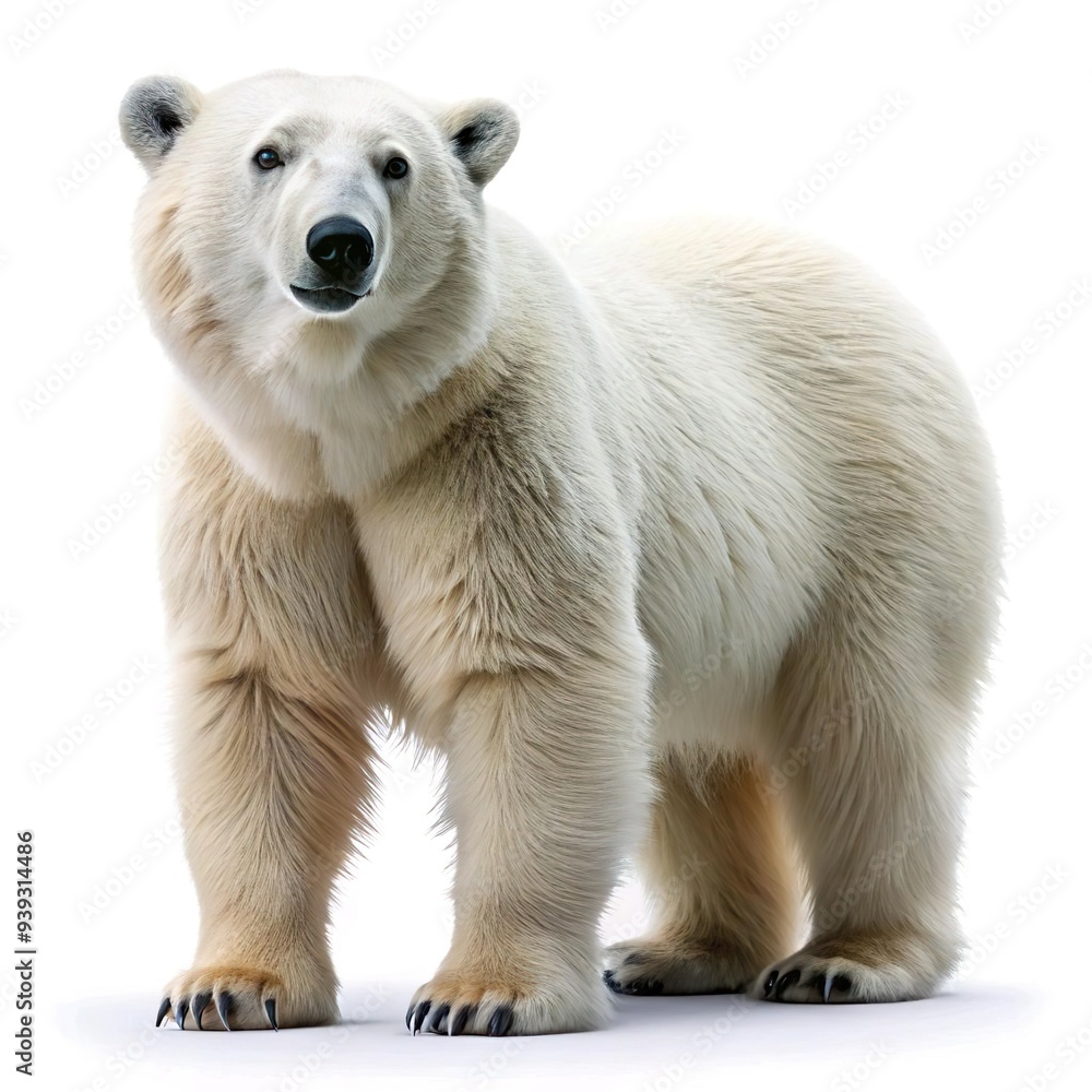 polar bear ursus maritimus portrait full body , isolated on white background