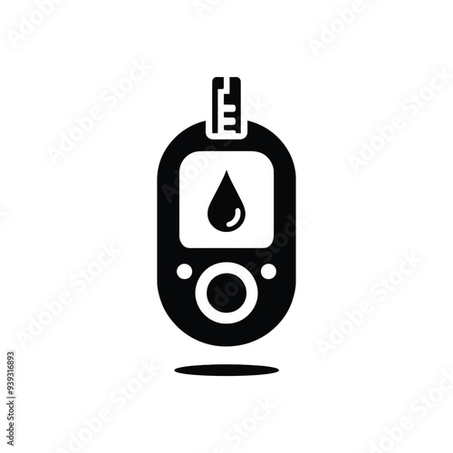 Minimalist Blood Glucose Meter Silhouette – Diabetes Management Icon for Medical Use