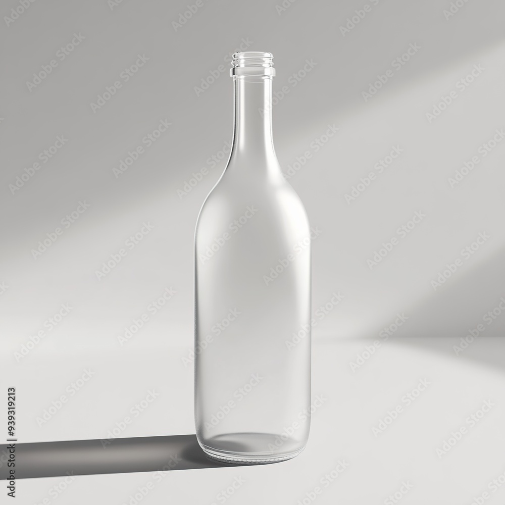 Empty glass bottle with a white background and a shadow. Empty glass bottle with a white background and a shadow.