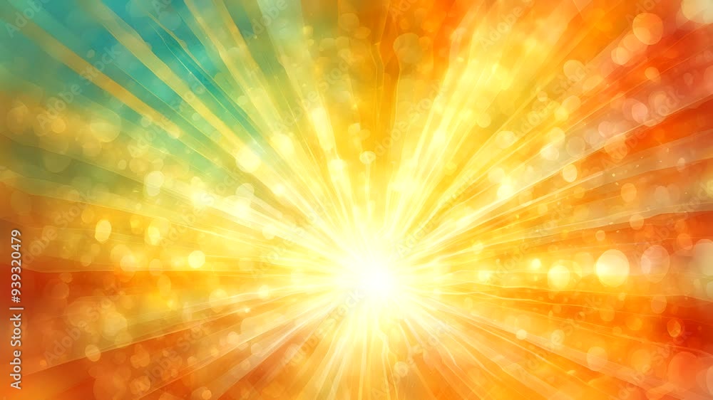 Bright, radiant abstract background with light rays and bokeh effects in warm colors. Bright, radiant abstract background with light rays and bokeh effects in warm colors.