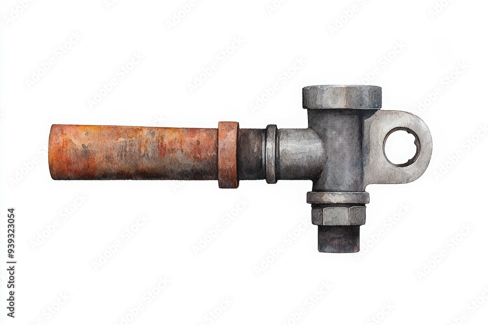 Close-up of an industrial metal pipe fitting, showcasing its detailed texture and aged appearance. Close-up of an industrial metal pipe fitting, showcasing its detailed texture and aged appearance.