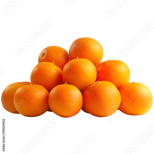 Pile of Fresh Oranges Isolated on Transparent Background.