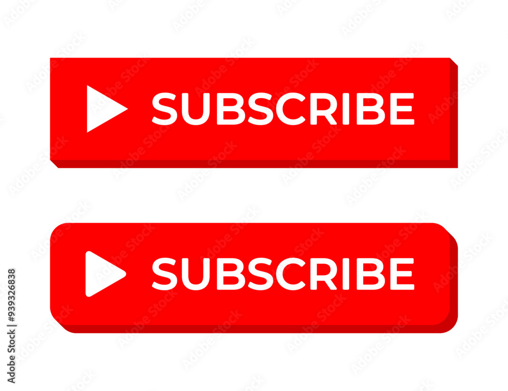 Red subscribe button icon. Subscriptions concept Red subscribe button icon. Subscriptions concept