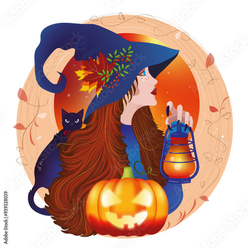 Halloween illustration of a witch