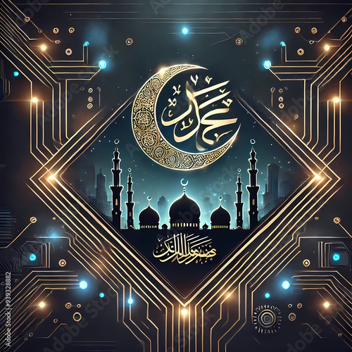 Mawlid al nabi illustration, can be used for poster, story, or other commercial platform photo