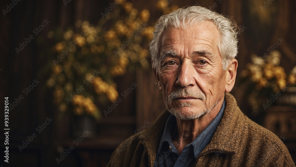 Elderly man focusing on wisdom and life experience in a contemplative pose Elderly man focusing on wisdom and life experience in a contemplative pose