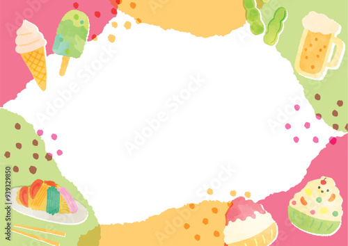 夏の美味しい食べ物フレーム