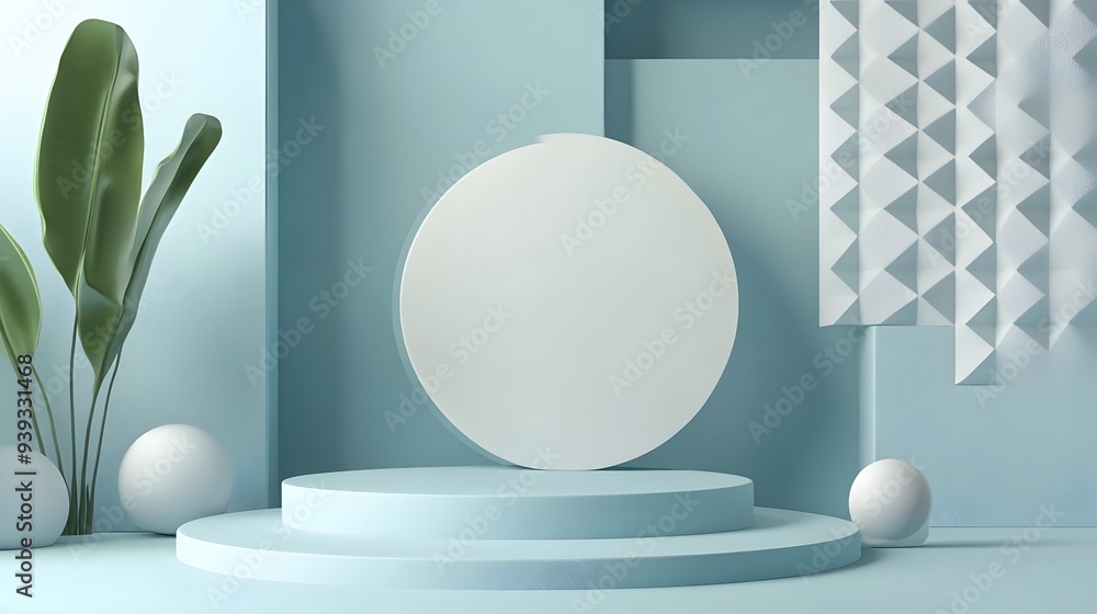 65. Modern abstract 3D design featuring geometric patterns and a smooth ceramic circle backdrop 65. Modern abstract 3D design featuring geometric patterns and a smooth ceramic circle backdrop
