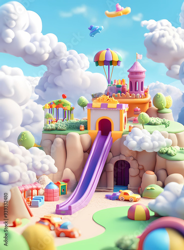 3D Cartoon Clay Style Amusement Park Mobile Game Background