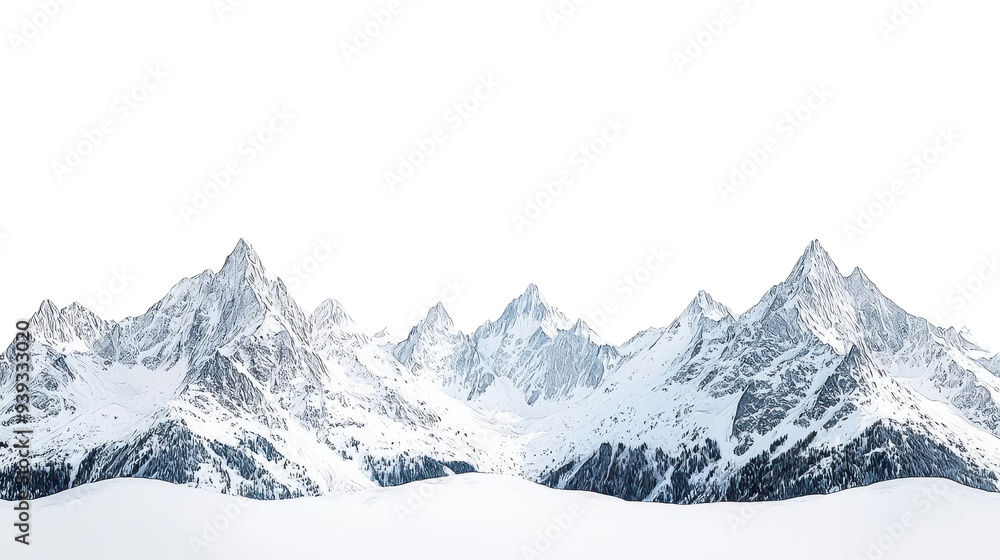 Breathtaking snow-capped mountains rise majestically against a clear sky, showcasing nature's stunning beauty and tranquility isolated on transparent background PNG Breathtaking snow-capped mountains rise majestically against a clear sky, showcasing nature's stunning beauty and tranquility isolated on transparent background PNG