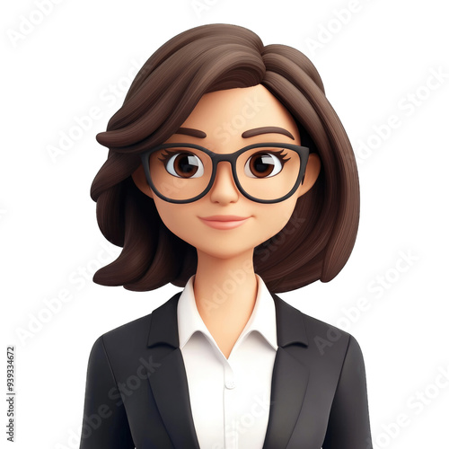 Business woman in a 3d cartoon style.