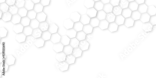 White Hexagonal Background. Luxury White Pattern.bright white abstract honeycomb background,white texture background. hexagon abstract background.Futuristic technology digital hi tech concept backgrou