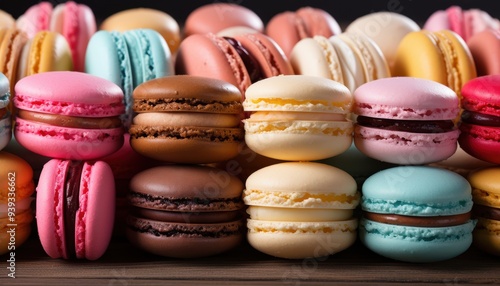 Wallpaper Mural Pastel Colorful Macarons On A Wooden Background Torontodigital.ca