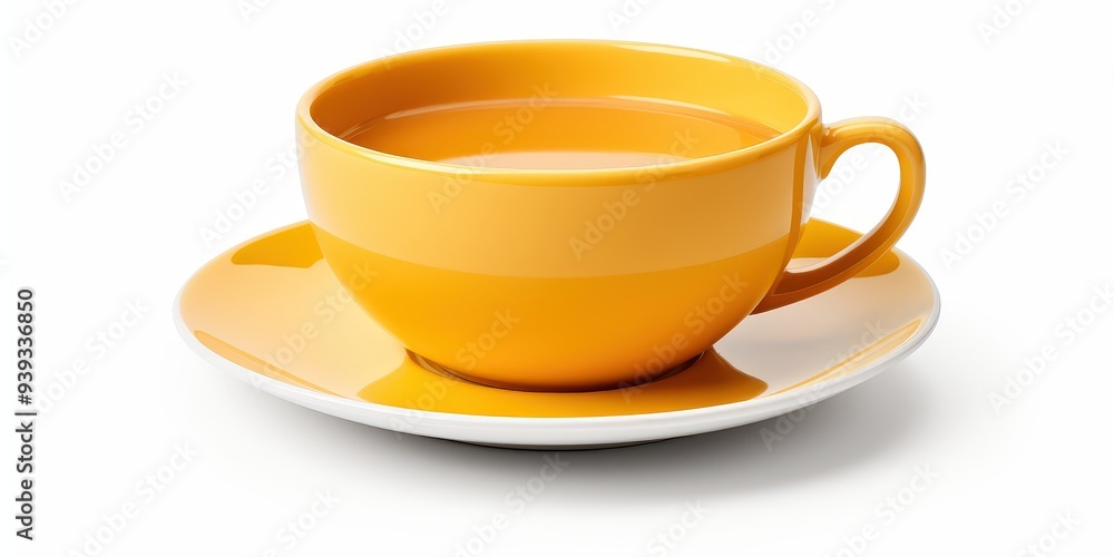 Yellow Tea Cup on White Background Yellow Tea Cup on White Background